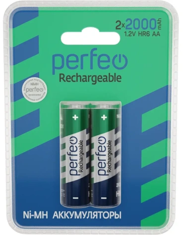 Аккумулятор Perfeo HR6-2BL 2000 mAh 2 шт (PF AA2000/2BL) - фото в интернет-магазине Арктика