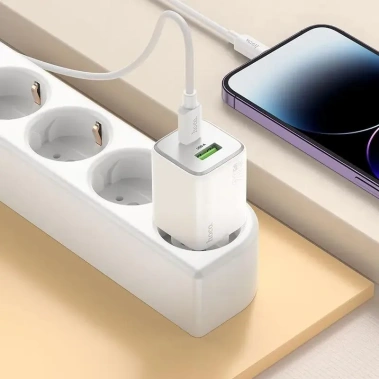 Зарядное устройство сетевое Hoco N41 20W White (PD+QC+AFC) USB/USB Type-C - фото в интернет-магазине Арктика