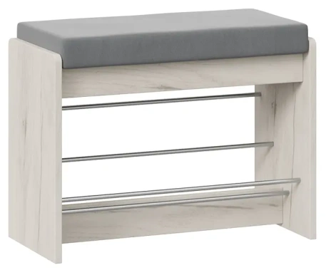 Прихожая "Тайм" Тип 1 тумба д/обуви (дуб крафт белый/велюр серый) - Три Я - фото в интернет-магазине Арктика