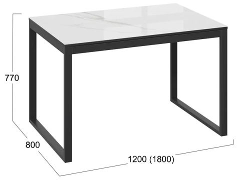 Стол обеденный "Маркус" Тип 1 (черный муар/стекло белый мрамор) - Три Я - фото в интернет-магазине Арктика