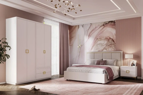 Спальня "Дольче" (ДЛ-200.01) шкаф 2-х дв (Белый премиум) - Ангстрем - фото в интернет-магазине Арктика
