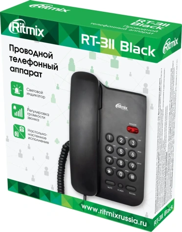 Телефон Ritmix RT-311 Black - фото в интернет-магазине Арктика