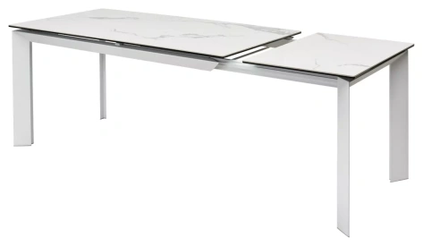 Стол обеденный CREMONA 140 HIGH GLOSS STATUARIO (Белый мрамор глянцевый/белый каркас) - М-Сити - фото в интернет-магазине Арктика