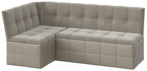 Скамья угловая "Домино" (Кожзам светло-коричневый/Велюр мокко светлый) - Три Я - фото в интернет-магазине Арктика