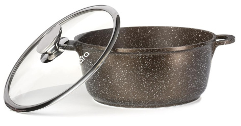 Кастрюля LARA серия CHOCO 24х11см, 4.2л, LR02-204 мрамор, капсулированное, индукц. дно, крышка - Ларина - фото в интернет-магазине Арктика
