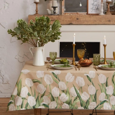 Скатерть "Этель" Белые тюльпаны 149*180 см 5376679 - Сима-ленд - фото в интернет-магазине Арктика
