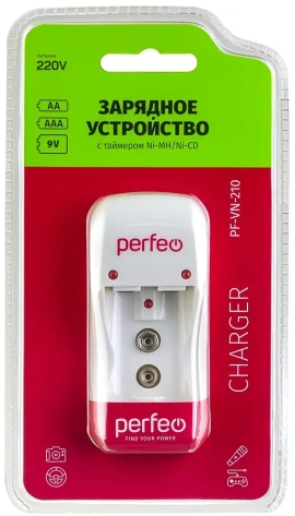 Зарядное устройство Perfeo PF-VN-210 Ni-MH/CD,220V,2 слота,AA/AAA/9V,таймер* - фото в интернет-магазине Арктика