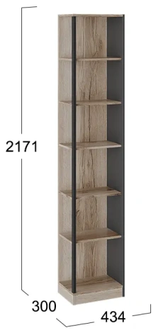 Детская "Окланд" ТД-324.07.24 стеллаж (Фон черный/дуб делано) - Три Я - фото в интернет-магазине Арктика