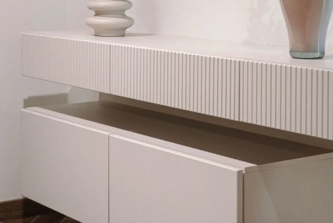 Спальня "Дольче" (ДЛ-323.02) тумба навесная (кашемир серый+бархат фрапучино) - Ангстрем - фото в интернет-магазине Арктика