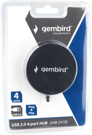Концентратор USB 2.0 Gembird UHB-241B 4-порта - фото в интернет-магазине Арктика