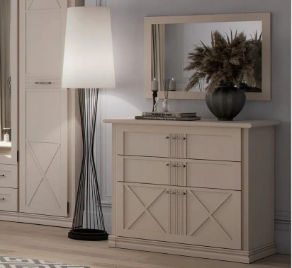 Спальня "Кантри" (КА-101.11) комод (Кашемир серый) - Ангстрем - фото в интернет-магазине Арктика