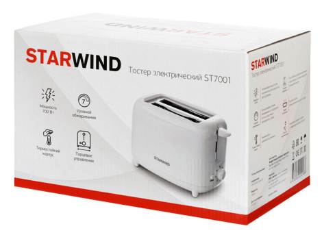 Тостер Starwind ST7001 белый - фото в интернет-магазине Арктика