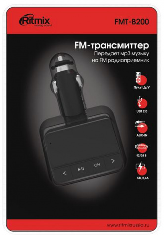 FM-модулятор Ritmix FMT-B200 black - фото в интернет-магазине Арктика