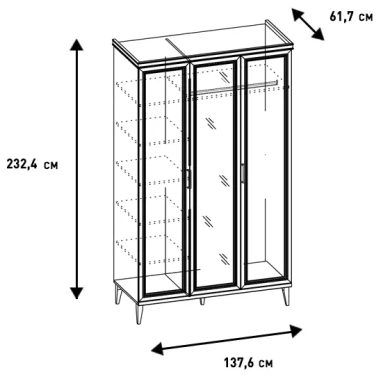 Спальня "Орландо" (ОР-177.03) шкаф для одежды (Серый уголь) - Ангстрем - фото в интернет-магазине Арктика
