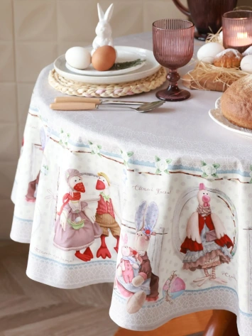Скатерть "Этель" Пасхальные Тильды d=148 см, 100% хл, саржа 190 гр/м2 10261478 ПСХ - Сима-ленд - фото в интернет-магазине Арктика