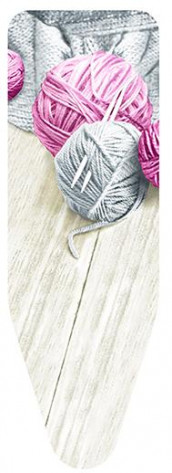 Чехол для гладильной доски из хлопка 140*55 "Клубки Пряжи" Серый/Розовый - фото в интернет-магазине Арктика
