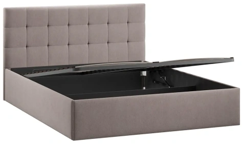 Спальня "Джоли" кровать 160*200 с мех тип 1 (основание ИП462-02/заглушина тип 2/велюр мокко темный) - Три Я - фото в интернет-магазине Арктика