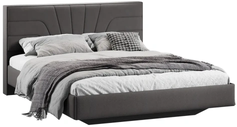 Спальня "Пандора" кровать (1600) Тип 1 (Велюр Графит) - Три Я - фото в интернет-магазине Арктика