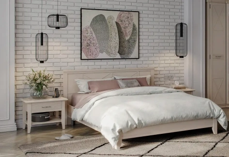 Спальня "Кантри" (КА-300.09) тумба прикров (Кашемир серый) - Ангстрем - фото в интернет-магазине Арктика