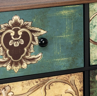 Комод "Лунет" 9 ящиков (черный/мульти зеленый) - Импэкс - фото в интернет-магазине Арктика