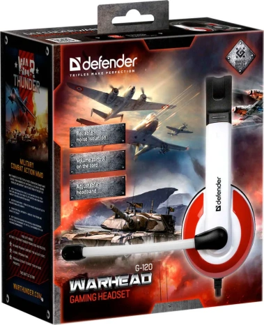 Игровая гарнитура Defender Warhead G-120 (красно-белая) - фото в интернет-магазине Арктика