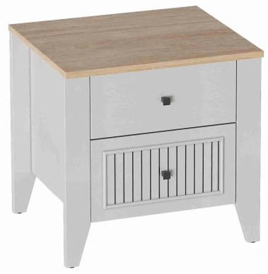 Спальня "Валенсия" тумба прикроватная 2 ящ (персидский жемчуг/дуб натуральный светлый) - Мебельград - фото в интернет-магазине Арктика