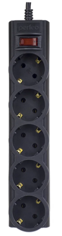 Сетевой фильтр Perfeo 5р PF_A4718 (черный) 5,0 м. (POWERX) - фото в интернет-магазине Арктика