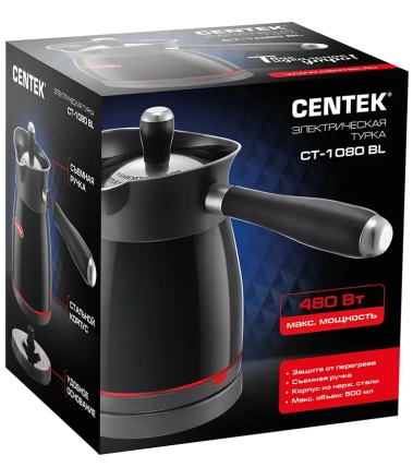 Электрическая турка Centek CT-1080 Black(металл) - фото в интернет-магазине Арктика