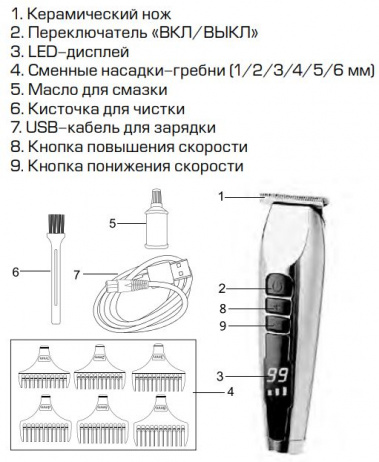 Машинка для стрижки Centek CT-2105 (черный/серебристый) - фото в интернет-магазине Арктика