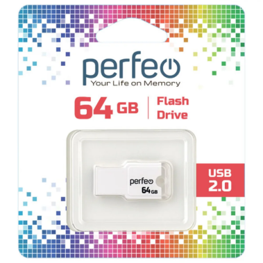 Флеш диск Perfeo 64Gb M01 белая (PF-M01W064) - фото в интернет-магазине Арктика
