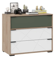 Детская "Лео" ТД-410.04.01 комод (Гикори джексон/Белый матовый/Дымчатый зеленый) - Три Я - каталог товаров магазина Арктика