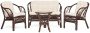 Комплект "NEW BOGOTA" (стол круг+2 кресла+диван/орех) - Тетчер