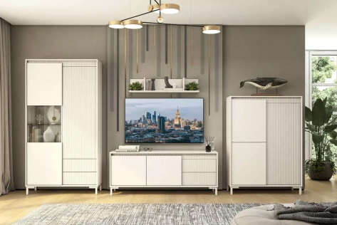 Гостиная "Свейн" 479.03 шкаф 3 дв. (Кашемир серый) - Столлайн - фото в интернет-магазине Арктика