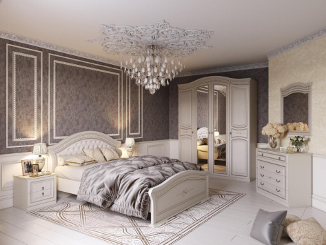 Спальня "Николь" кровать 160*200 (ясень жемчужный) - Мебельград - фото в интернет-магазине Арктика