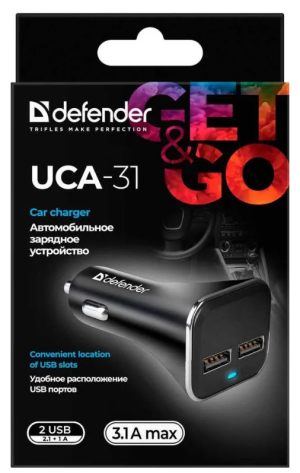 Автомоб. зарядное устройство Defender UCA-31  - фото в интернет-магазине Арктика