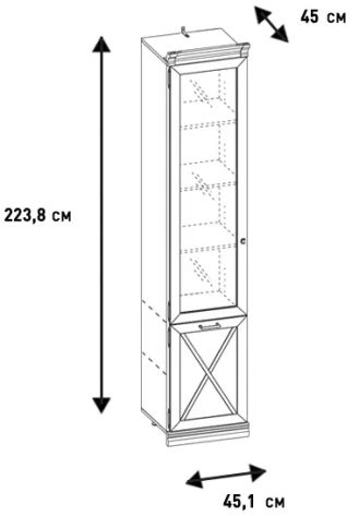 Гостиная "Кантри" (КА-214.23) шкаф (Кашемир серый) - Ангстрем - фото в интернет-магазине Арктика