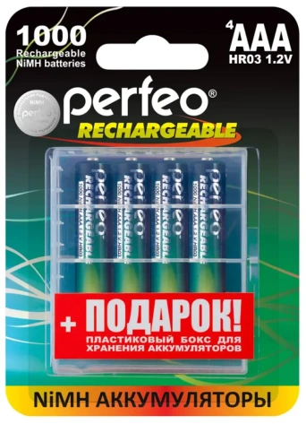 Аккумулятор Perfeo HR03-4BL 1000 mAh 4 шт (PF AAA1000/4BL+BOX) - фото в интернет-магазине Арктика