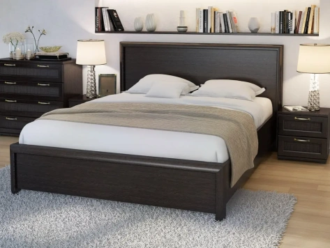 Спальня "Рандеву" RK1602/вар.3 кровать 160*200 (венге/кожа) - Евромебель - фото в интернет-магазине Арктика