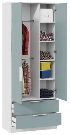 Детская "Марли" шкаф для одежды (белый/серо-голубой) - Три Я - фото в интернет-магазине Арктика