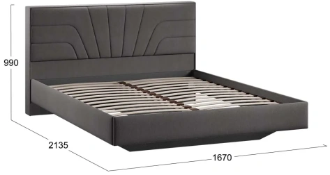 Спальня "Пандора" кровать (1600) Тип 1 (Велюр Графит) - Три Я - фото в интернет-магазине Арктика
