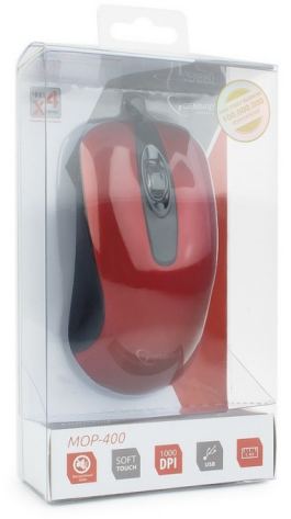 Мышь Gembird MOP-400-R USB (красная) - фото в интернет-магазине Арктика