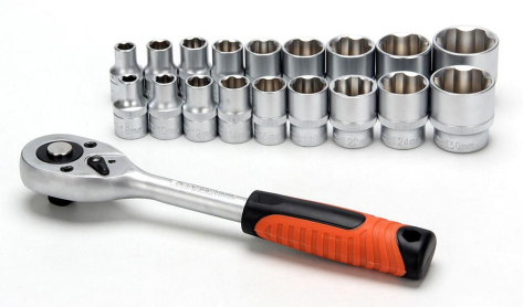 Набор ключей (головки+трещетка) ЕРМАК 19 пр., 6-22 мм, 1/2" 736-162 - фото в интернет-магазине Арктика