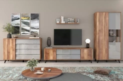 Гостиная "Онтарио" (Дуб Барокко/Серый глянец) - Столлайн - каталог товаров магазина Арктика