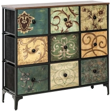 Комод "Лунет" 9 ящиков (черный/мульти зеленый) - Импэкс - каталог товаров магазина Арктика