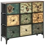 Комод "Лунет" 9 ящиков (черный/мульти зеленый) - Импэкс