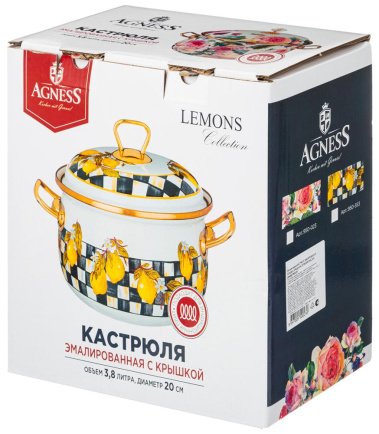Кастрюля "Лимон" 950-553 3,8 л с крышкой - Арти М - фото в интернет-магазине Арктика