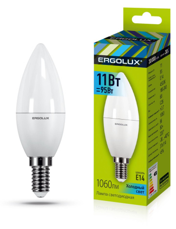 Лампа светодиодная Ergolux LED-C35-11w-E14-4K - фото в интернет-магазине Арктика