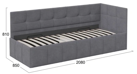 Детская "Грей" тип 1 кровать 80*200 с мех (Велюр Galaxy серый) - Три Я - фото в интернет-магазине Арктика