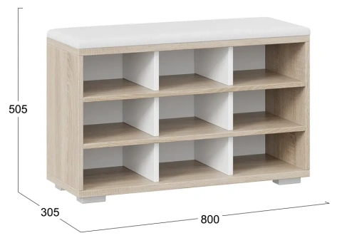 Тумба для обуви Тип 10 (Дуб Сонома/Белый Ясень) - Три Я - фото в интернет-магазине Арктика