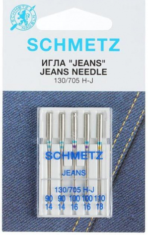 Иглы Schmetz для джинсы 130/705H-J № 90(2),100(2),110, 5 шт. - фото в интернет-магазине Арктика